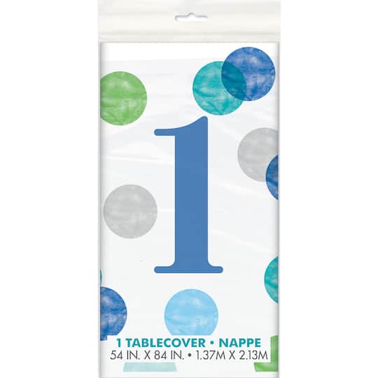 Blue First Birthday Table Cover Blue 1st Birthday Party Decorations